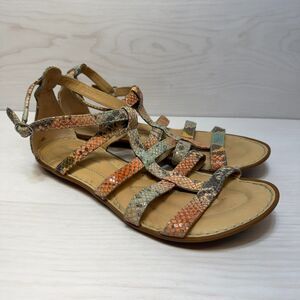 Born Crown Jill Gladiator Sandals‎ Women's Size 8 Multi Snake Leather Adjustable
